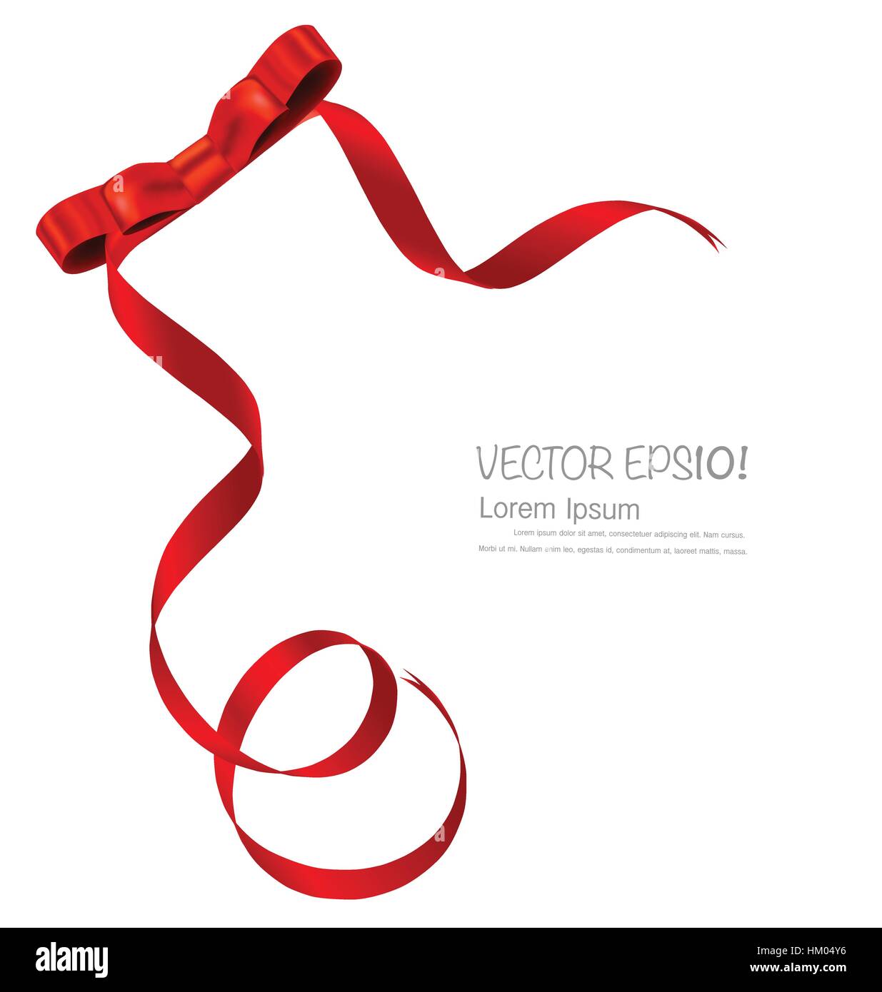 Shiny red ribbon on white background with copy space. Vector ...