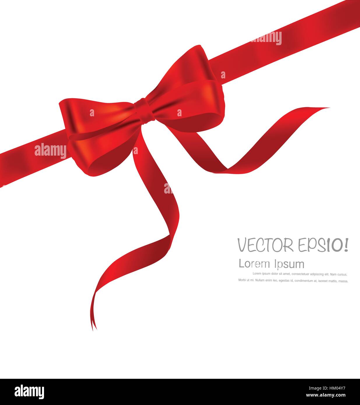 Shiny red ribbon on white background with copy space. Vector ...
