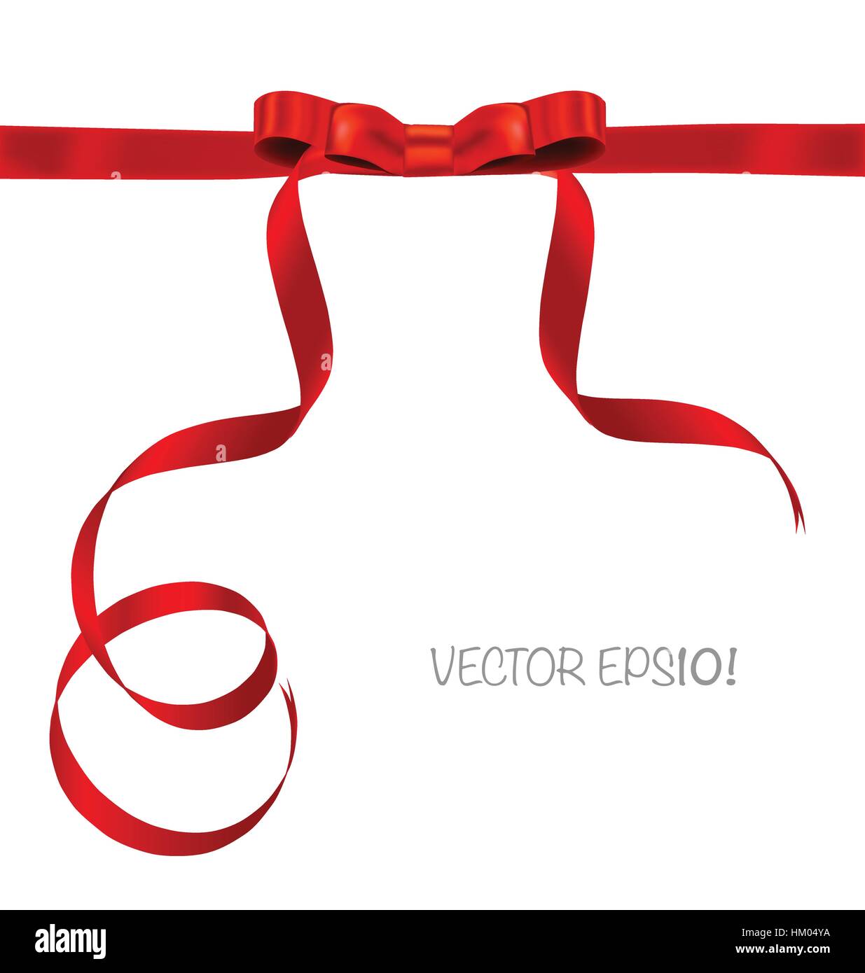 Shiny red ribbon on white background with copy space. Vector ...