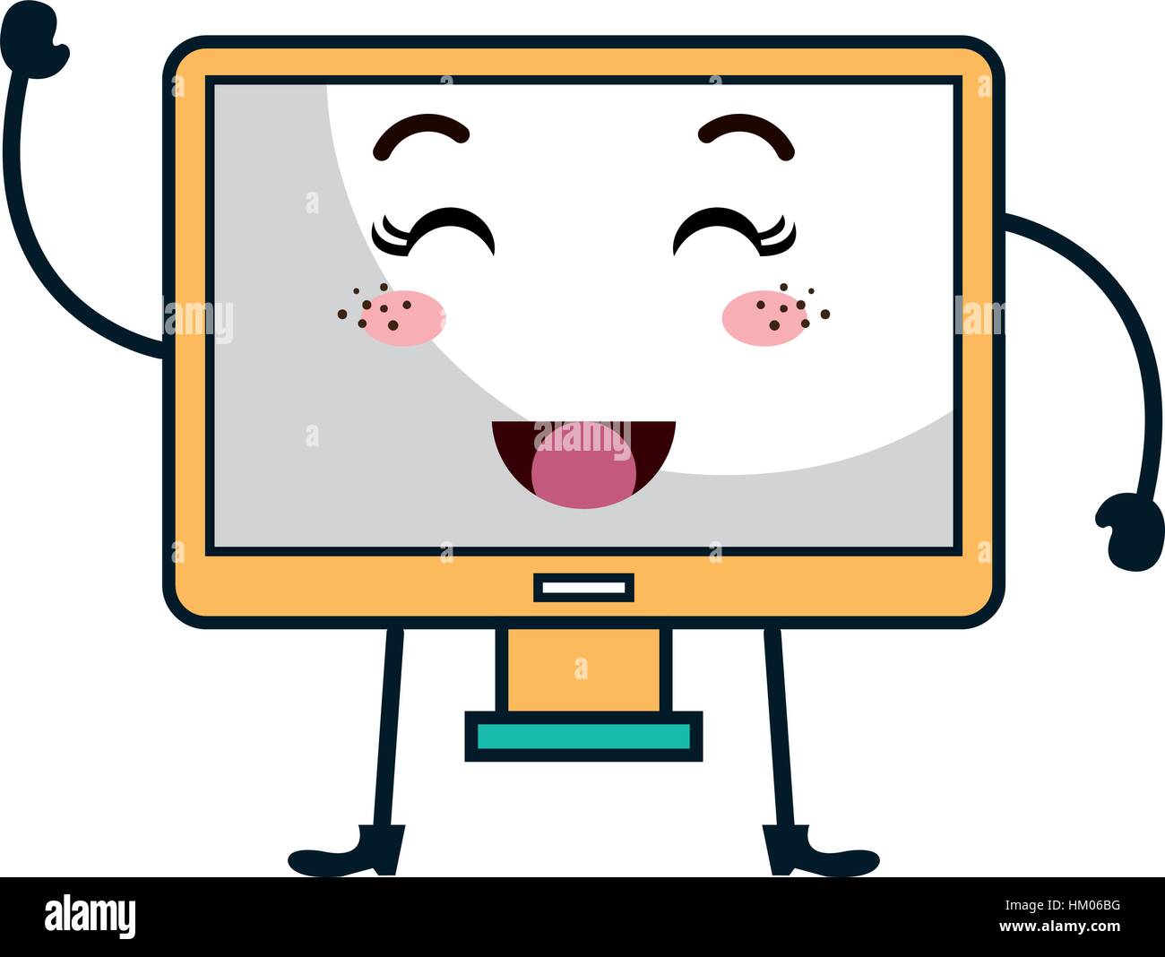 monitor computer kawaii character vector illustration design Stock ...