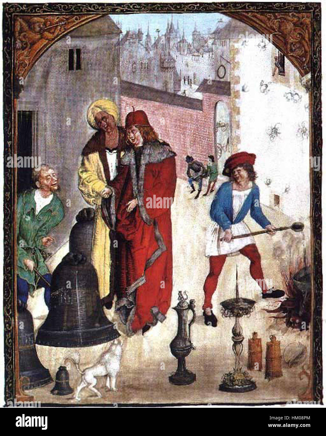 Krakow bell caster from Behem Codex 1505 Stock Photo