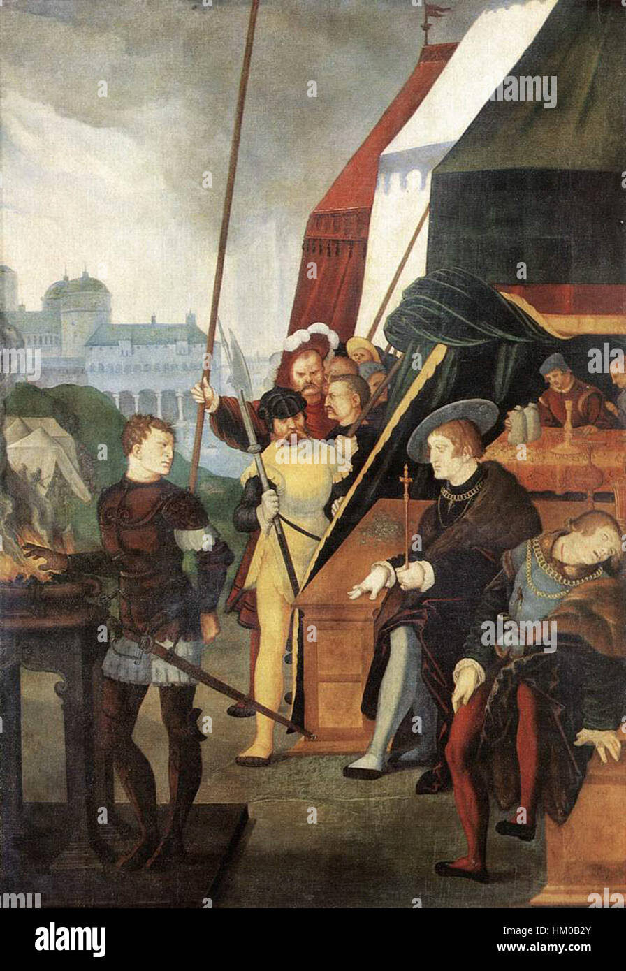 *Mucius Scaevola*, painted by *Hans Baldung*, depicts the legendary ...