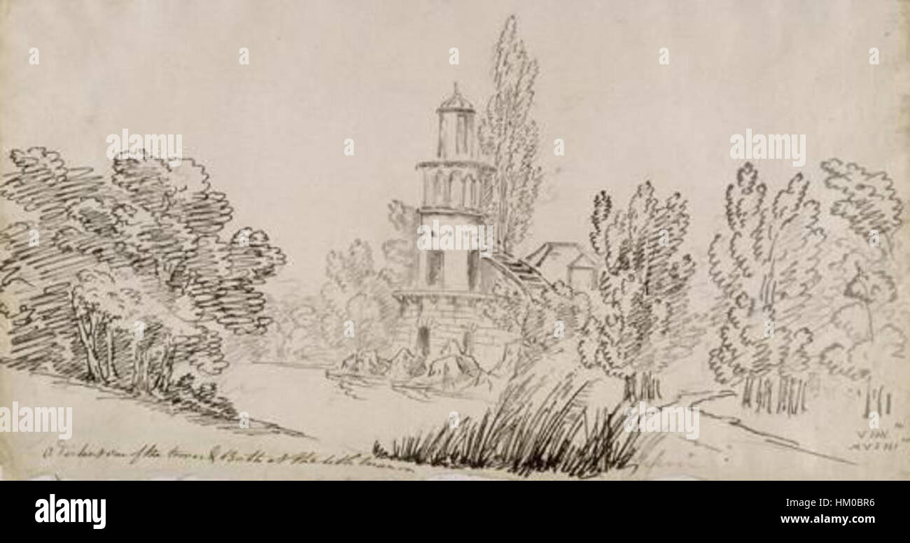 Hameau de la reine - Tour de Marlborough - 1802 - John-Claude Nattes Stock Photo