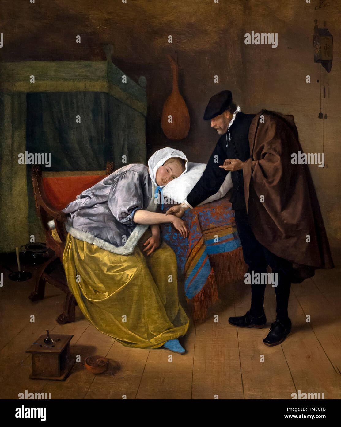The Sick Woman, by Jan Steen, circa 1663-6, oil on canvas, Rijksmuseum, Amsterdam, Netherlands, Europe, Stock Photo