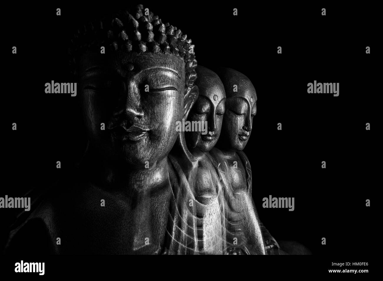 Buddha sculpture 佛/像/佛像 and Ksitigarbha sculpture 地藏王/菩薩/地藏王菩薩/地藏菩薩/像 Stock Photo