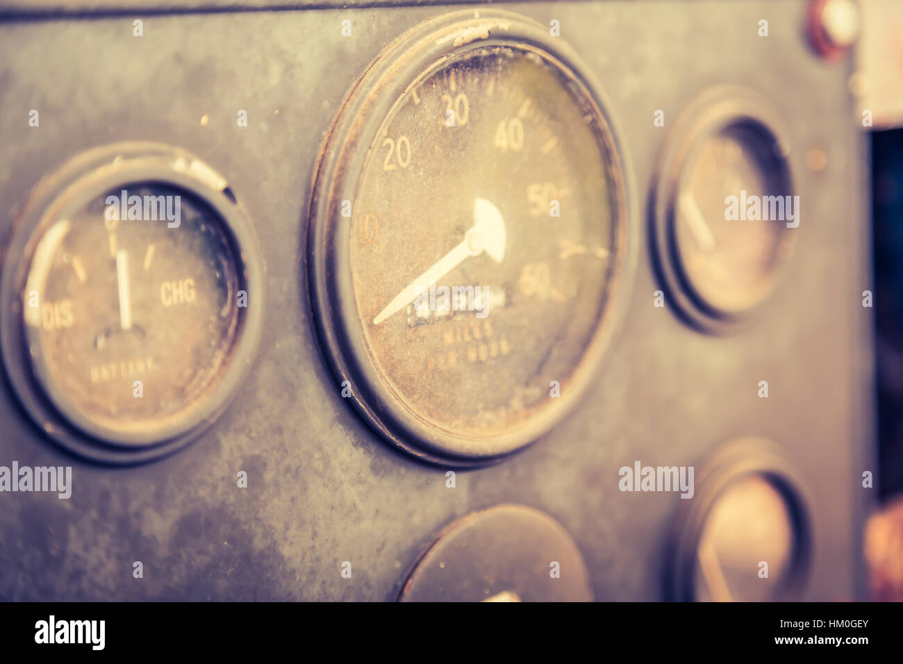 Vintage car gauge meter ( Filtered image processed vintage effect Stock