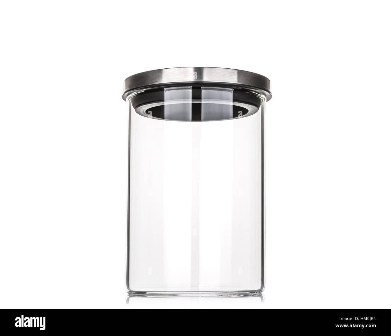 Empty glass jar with aluminum lid isolated on white background Stock ...