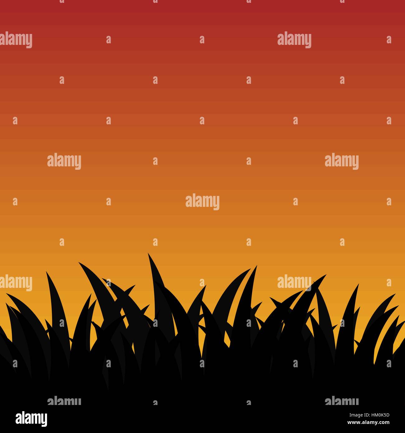 Vector background with grass silhouette and sunset sky Stock Vector ...