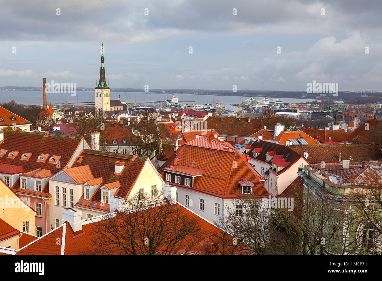 View from tower of St Olaf Church of old city of Tallinn and roofs old  houses. Tallinn, Estonia Stock Photo - Alamy