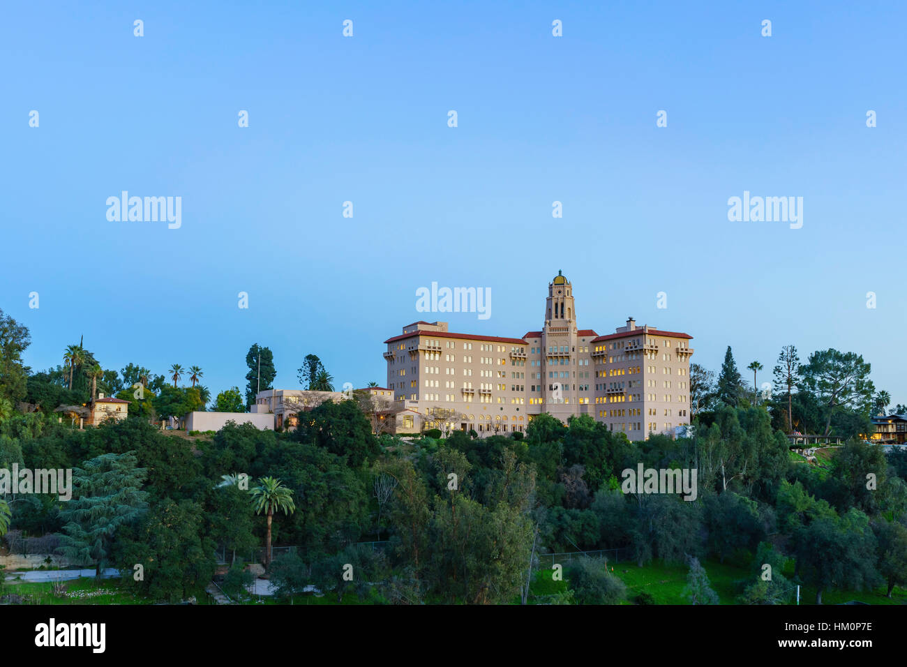 Twilight view of the Richard H. Chambers Courthouse in Pasadena, California, USA Stock Photo