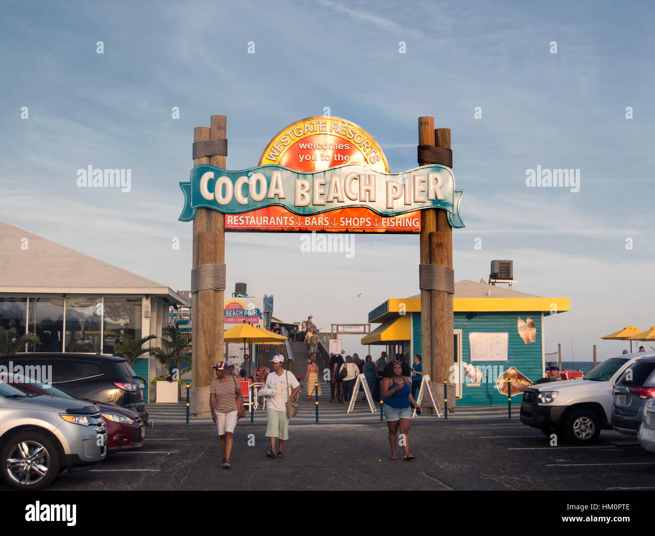 Cocoa beach Pier; Cocoa Beach Florida Stock Photo
