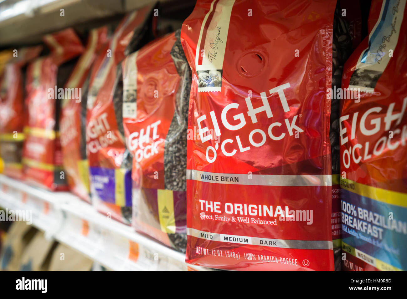 A&P's Eight O'Clock coffee in a supermarket in New York on Friday, January 27, 2017. (© Richard B. Levine) Stock Photo