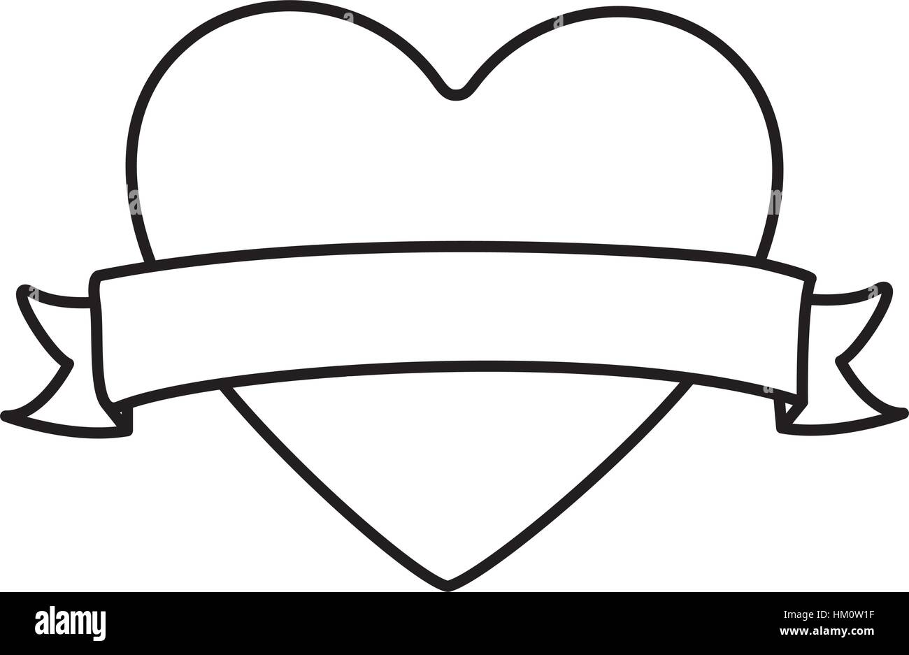 monochrome contour of heart shape with label vector illustration Stock ...