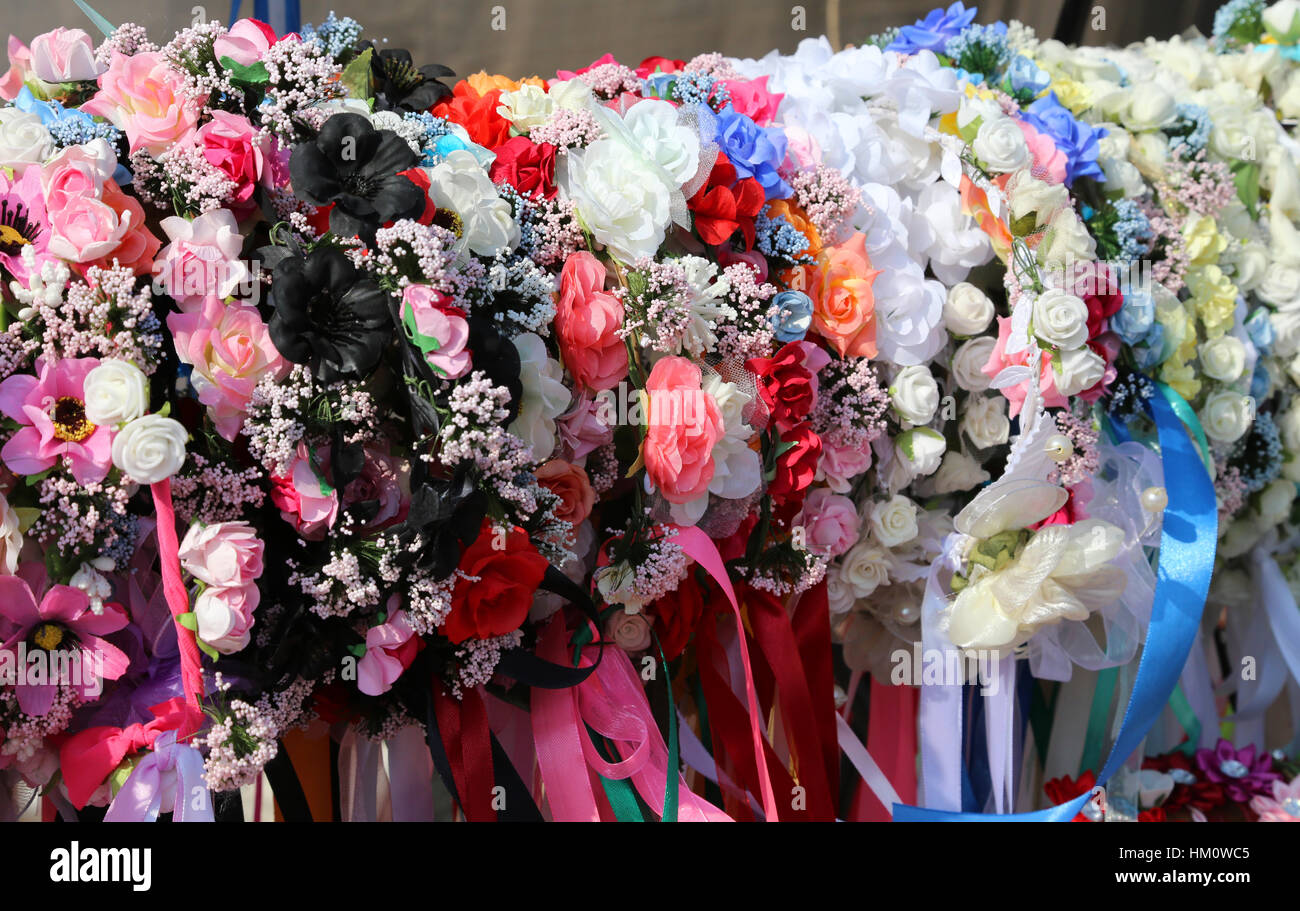Coloured Headbands For Hair And Flowers To Decorate The Hairstyle
