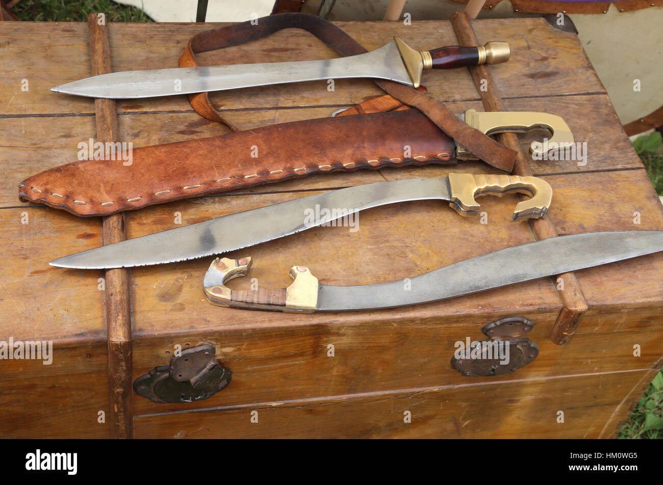 old weapons knives swords medieval or Roman Stock Photo