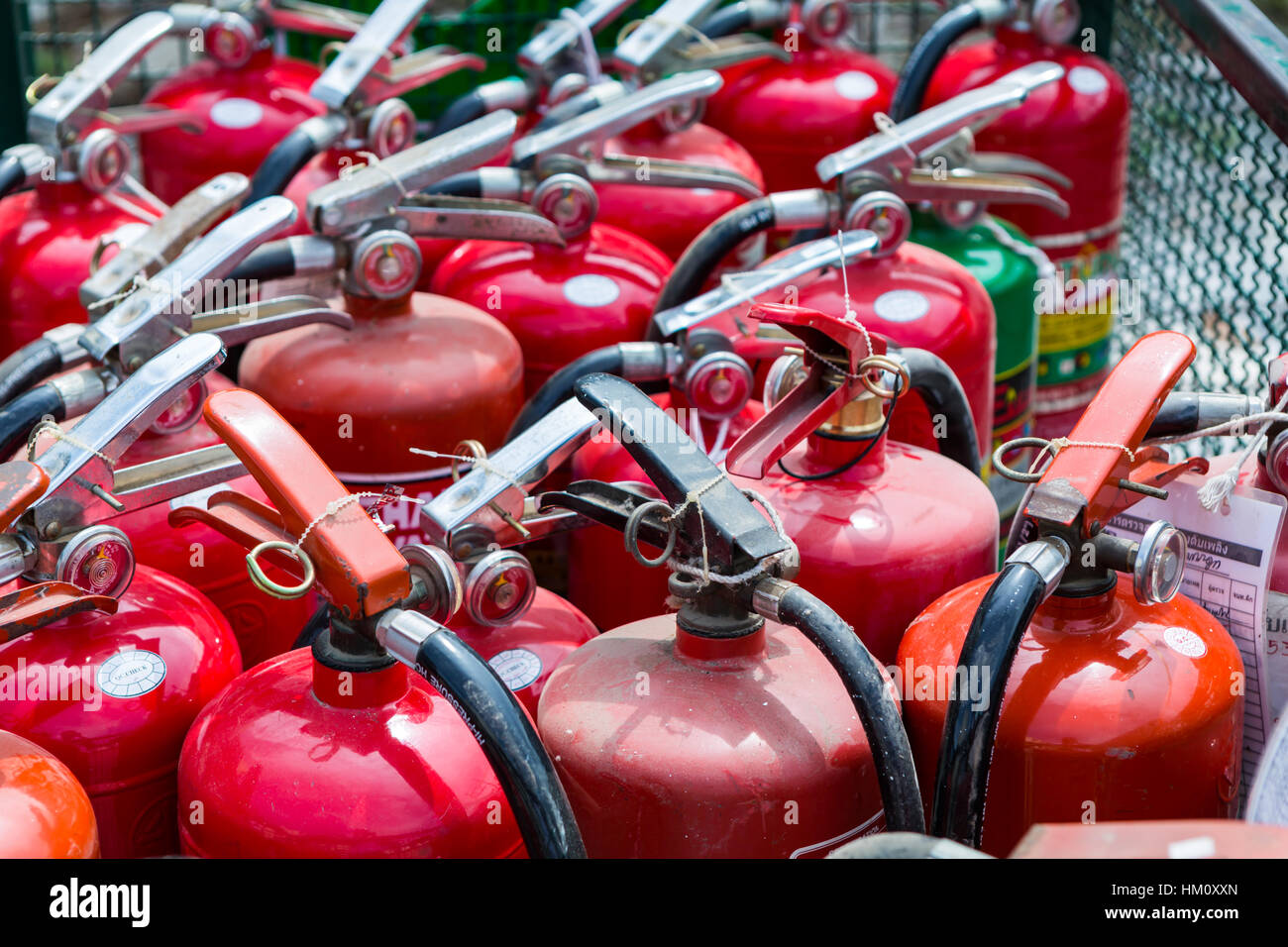 Old fire extinguishers Stock Photo Alamy