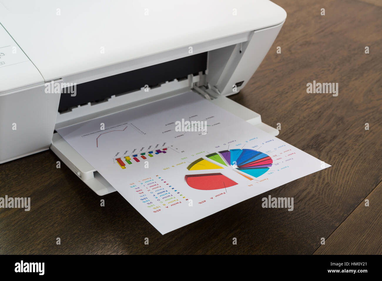 printer and Laptop on wood table Stock Photo Alamy