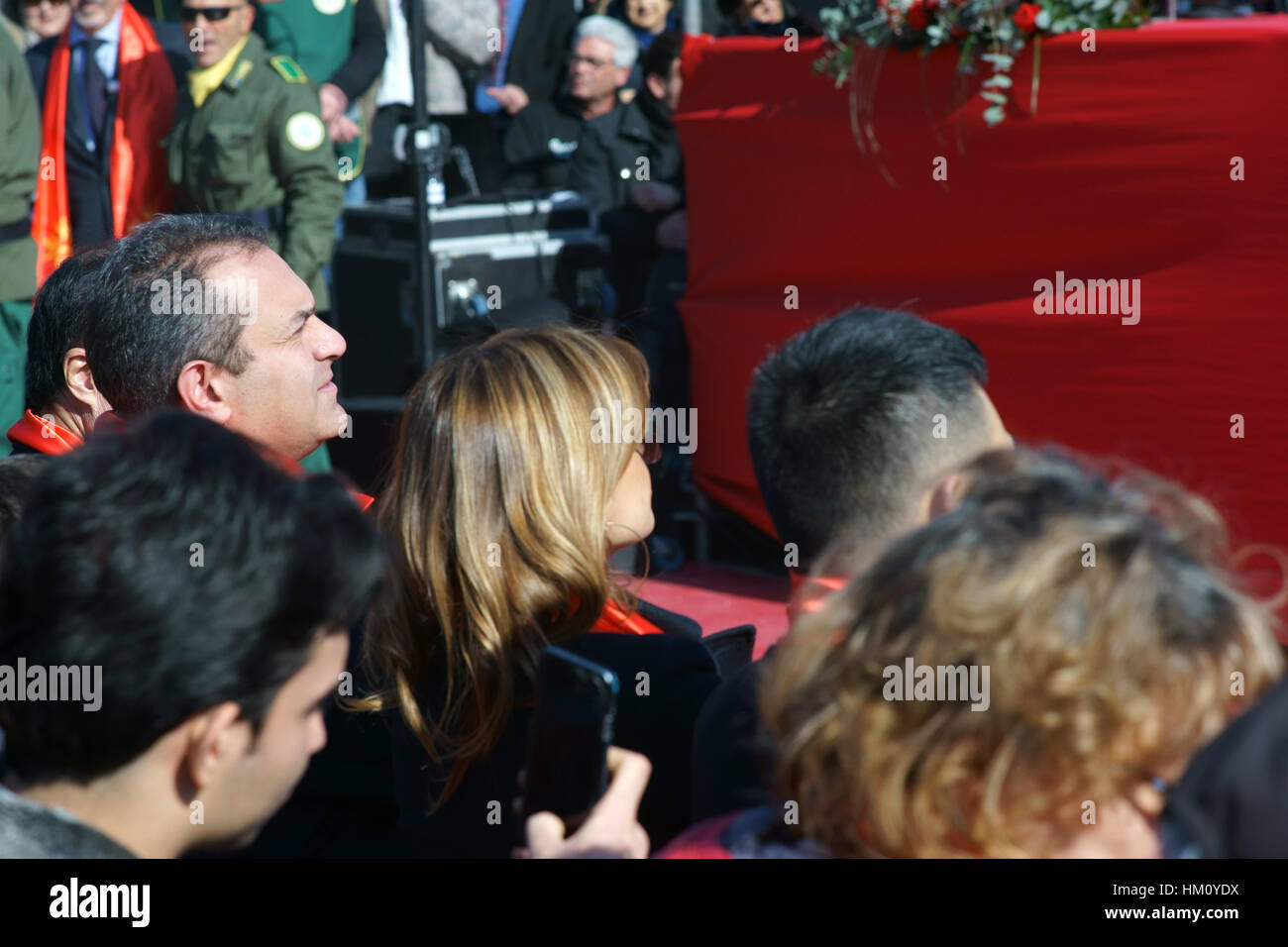 Naples, Italy, 29 january, 2017. Chinese community celebrates the beginning of 2017, the year of the rooster. The Mayor of Naples, Luigi de Magistris. Stock Photo