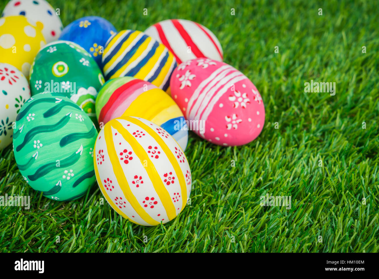 Easter Eggs on Fresh Green Grass Stock Photo - Alamy