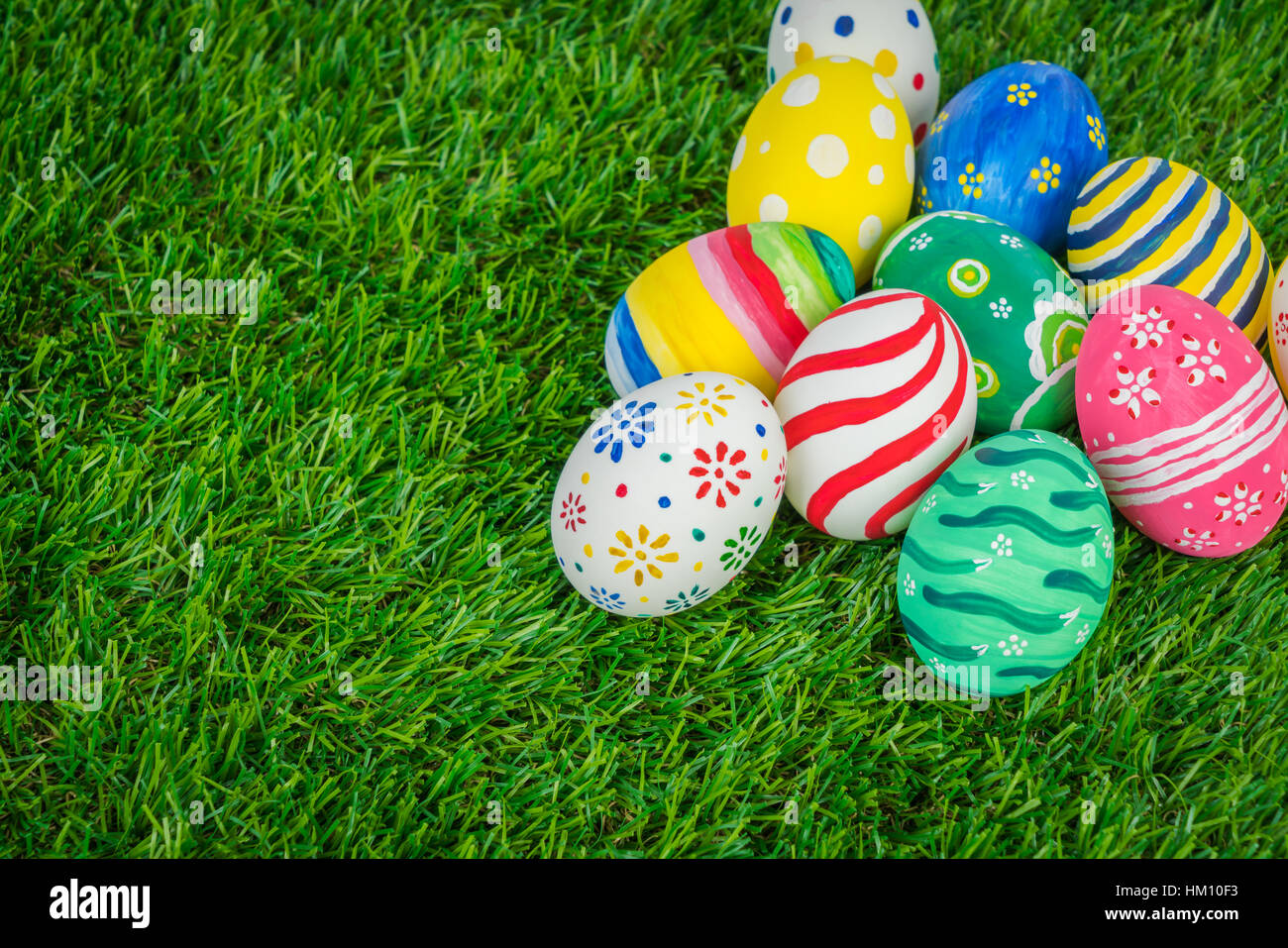 Easter Eggs on Fresh Green Grass Stock Photo - Alamy