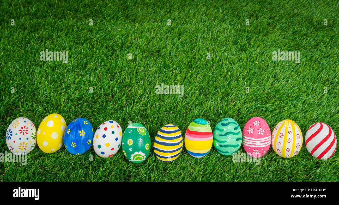 Easter Eggs on Fresh Green Grass Stock Photo - Alamy