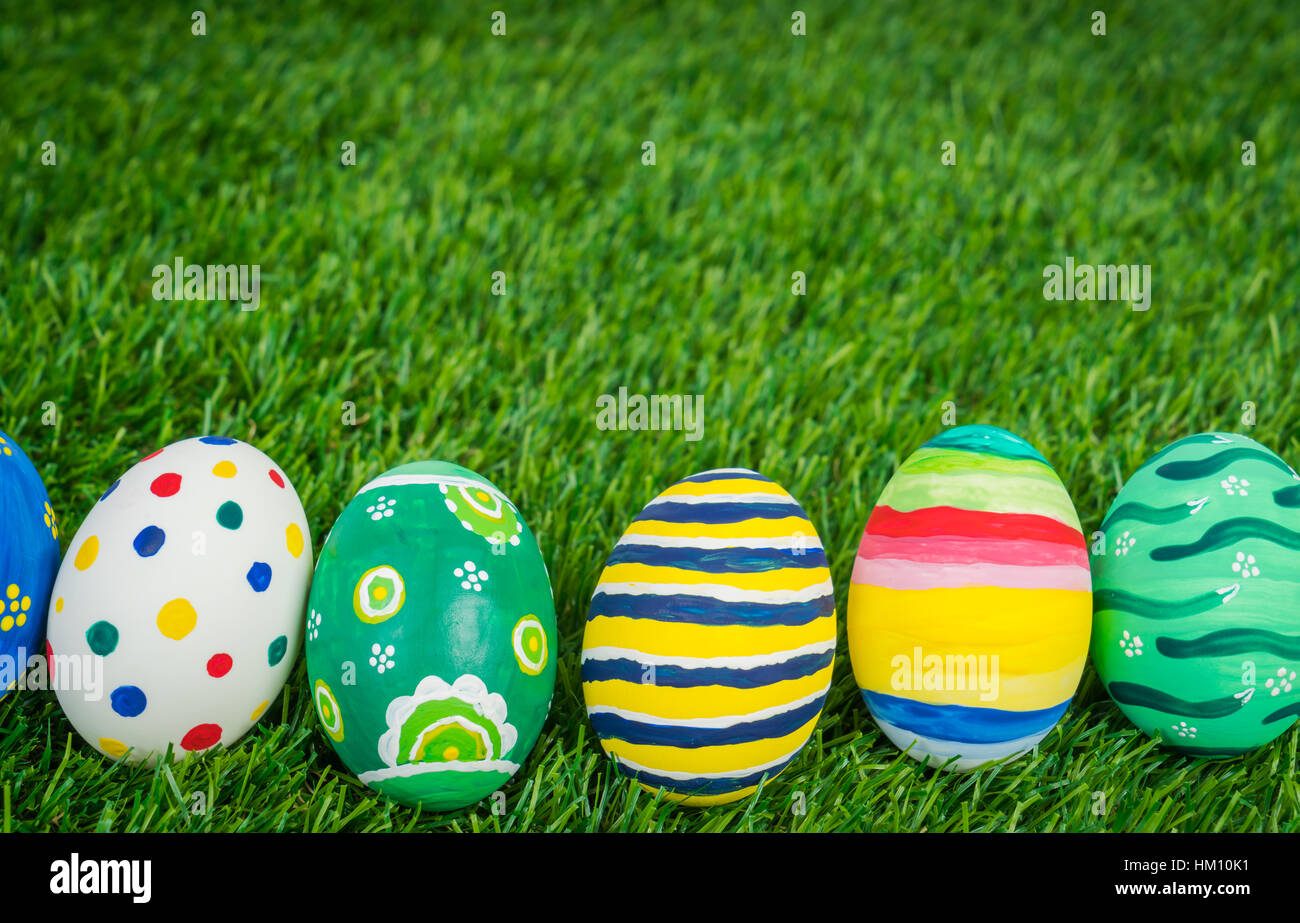 Easter Eggs on Fresh Green Grass Stock Photo - Alamy