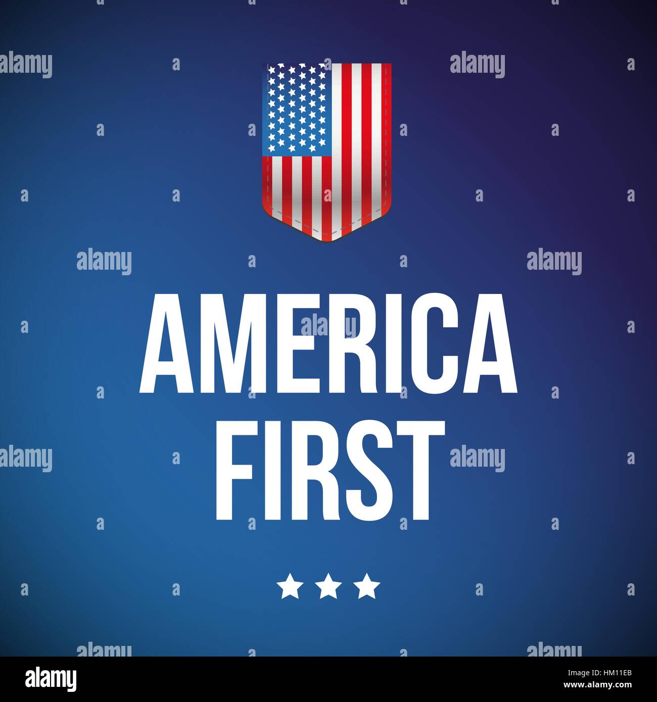 America First banner with USA flag Stock Vector