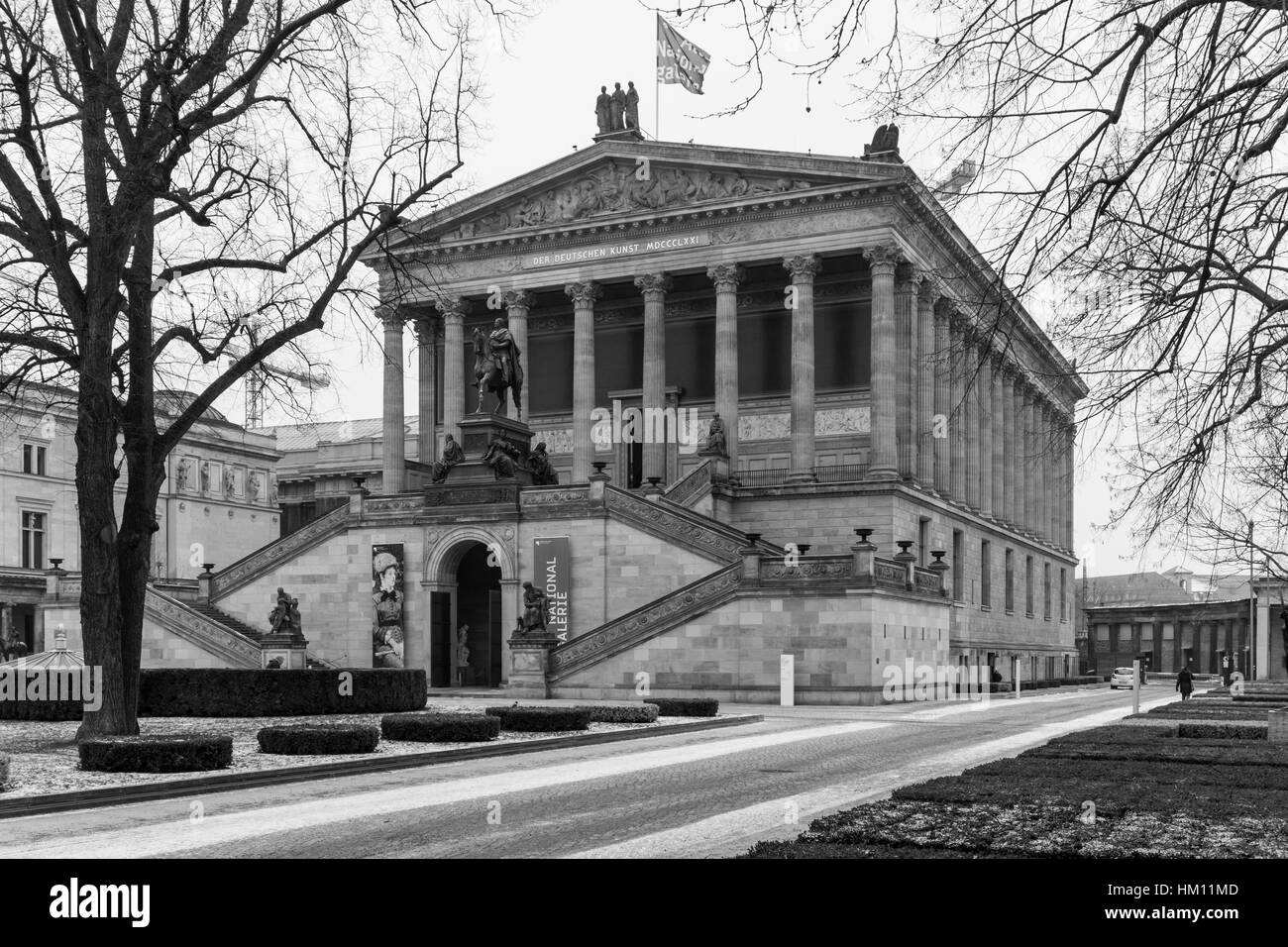 The Alte Nationalgalerie in Berlin, Germany and located on what is known locally as Museum Island, was built in 1861 as an exprseeion of 'the unity of Stock Photo