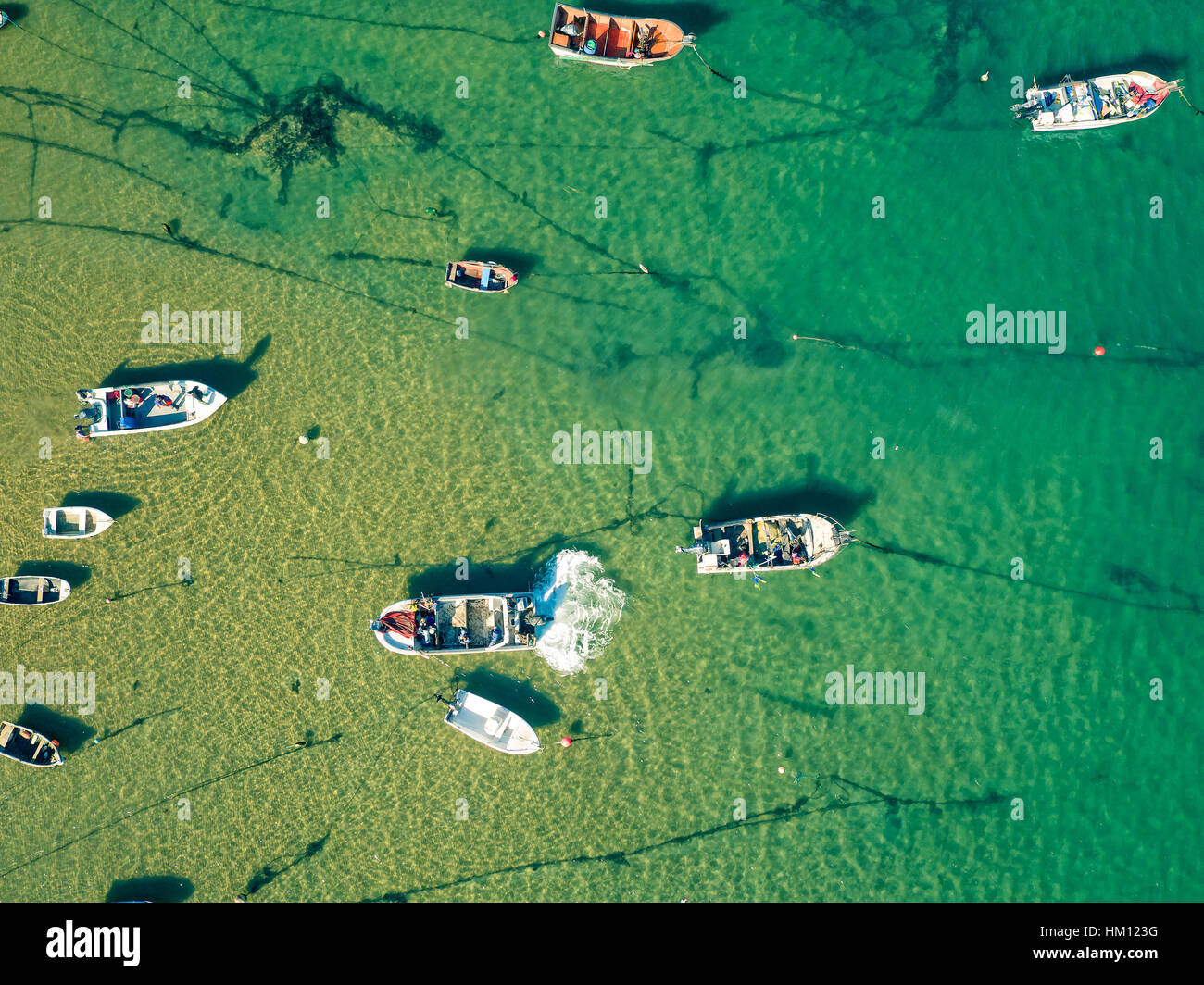 Aerial View Fishing Boats in Harbor, Portugal Stock Photo Alamy