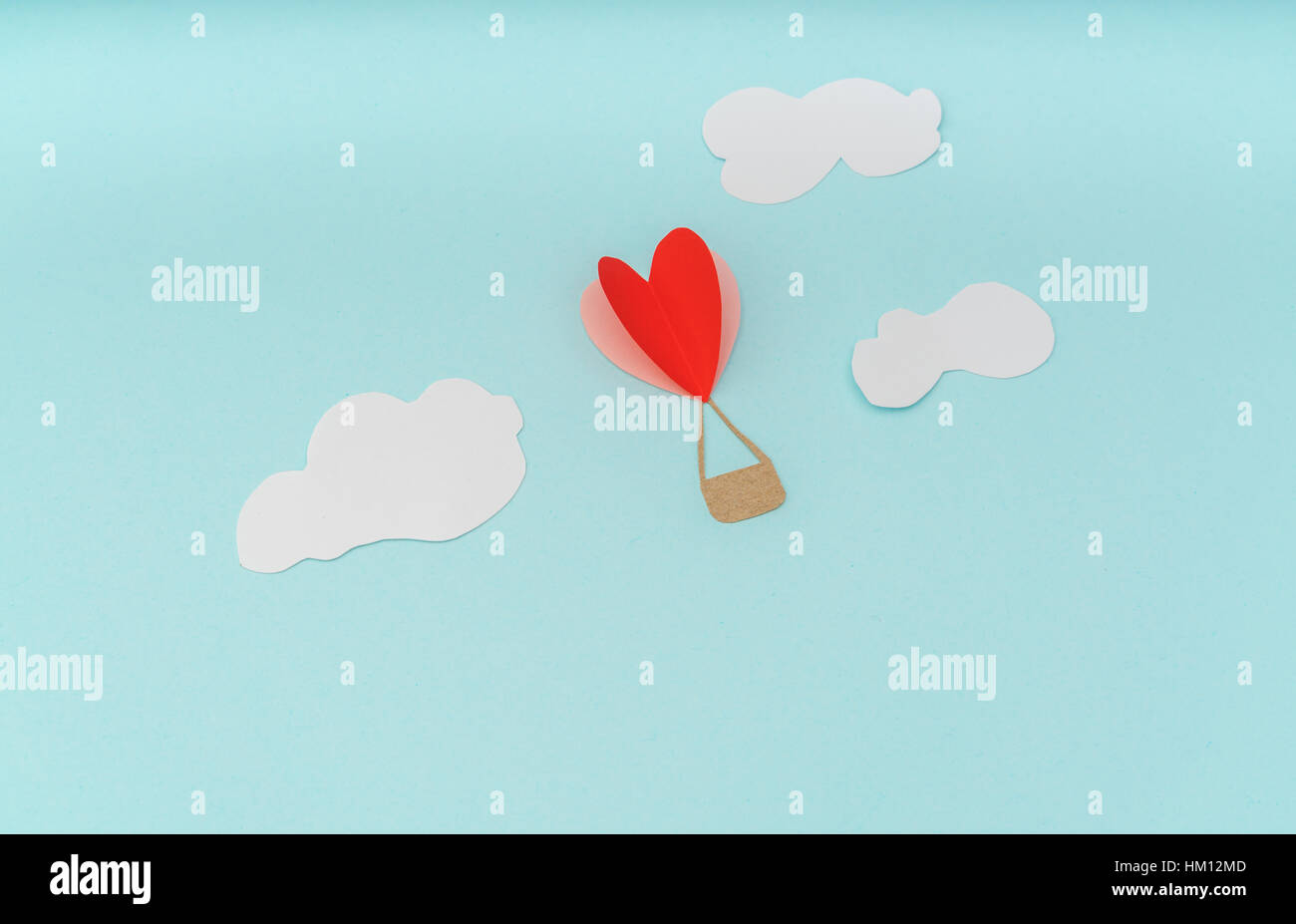 Paper cut of Heart Hot air balloons for Valentine's Day celebration ...