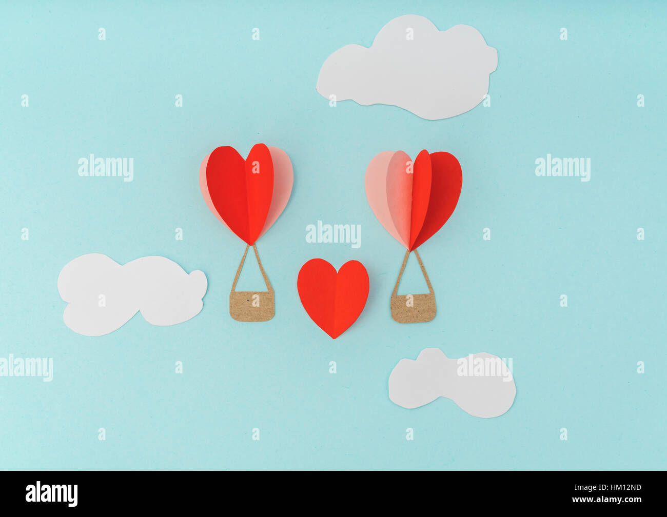 Paper cut of Heart Hot air balloons for Valentine's Day celebration ...