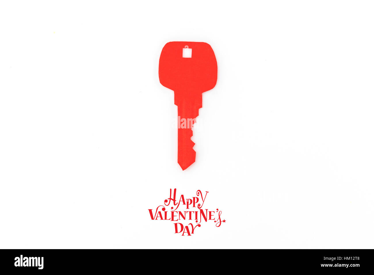 Paper cut of Key for heart as a symbol of love Stock Photo