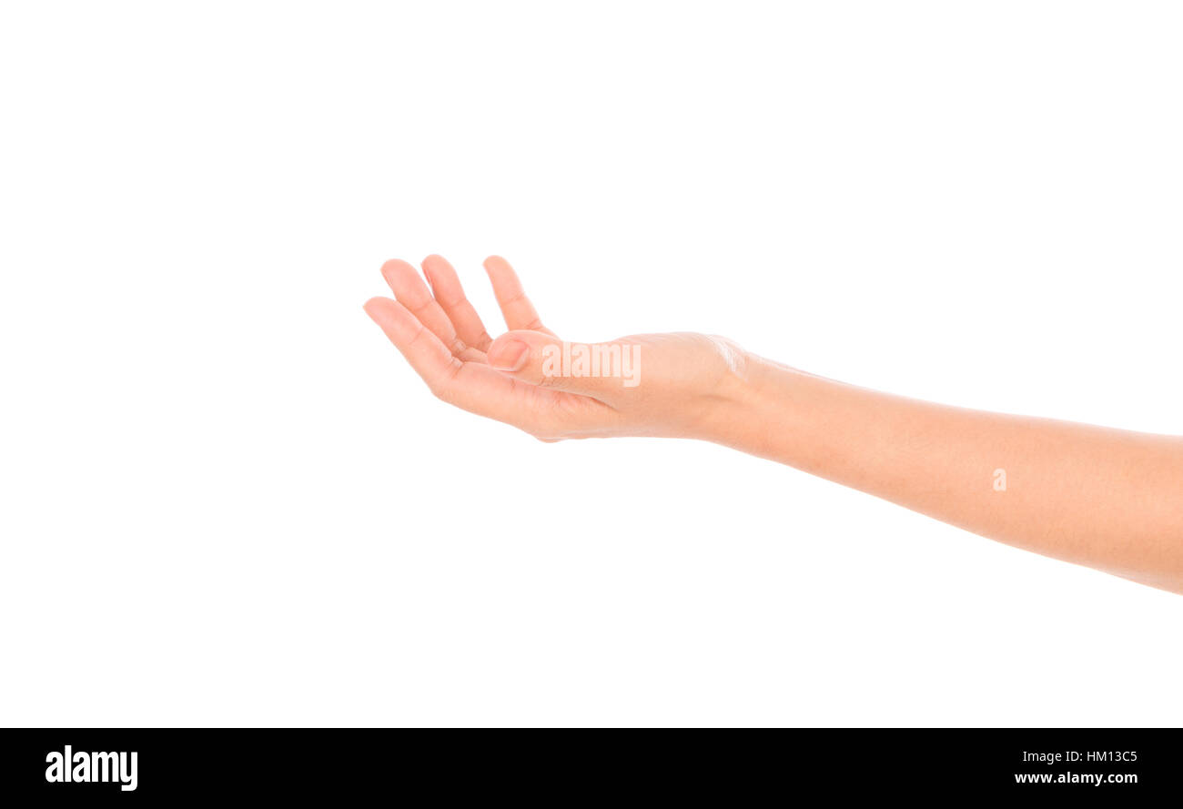 Beautiful woman hand holding isolated on white background Stock Photo ...