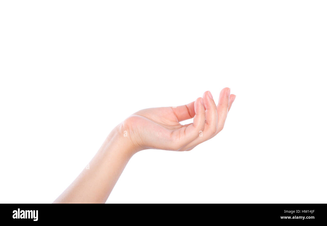 Beautiful woman hand holding isolated on white background Stock Photo ...