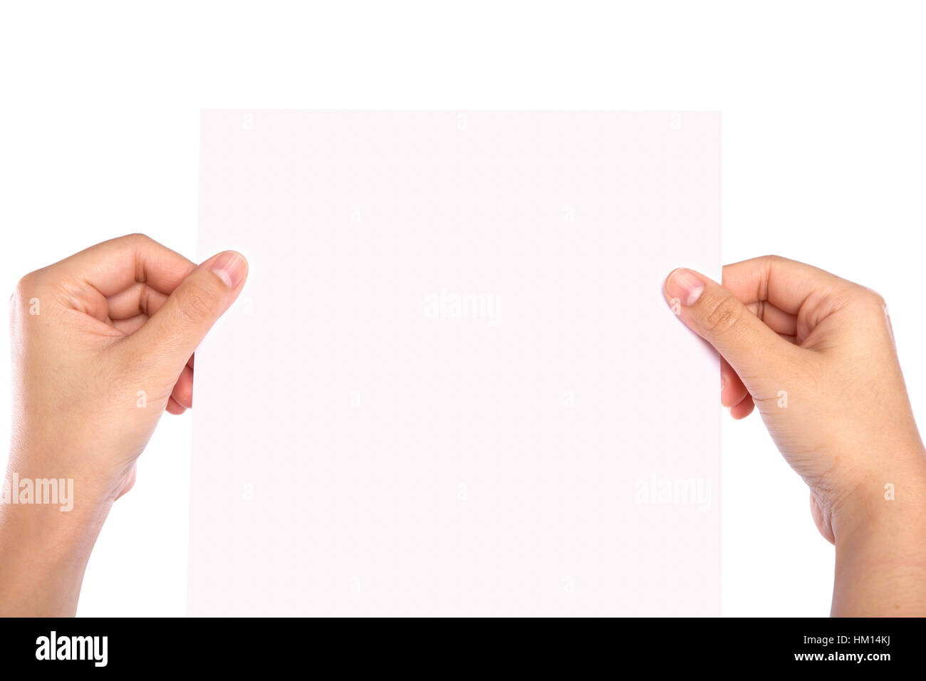Hand and paper isolated on white background Stock Photo - Alamy