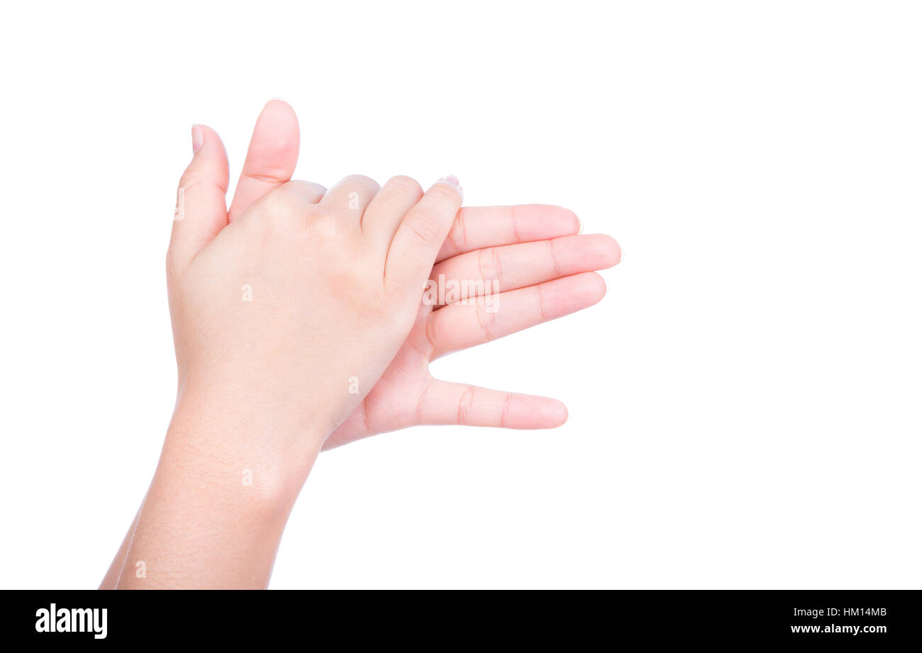 Hand making sign DOG isolated on white  background Stock Photo