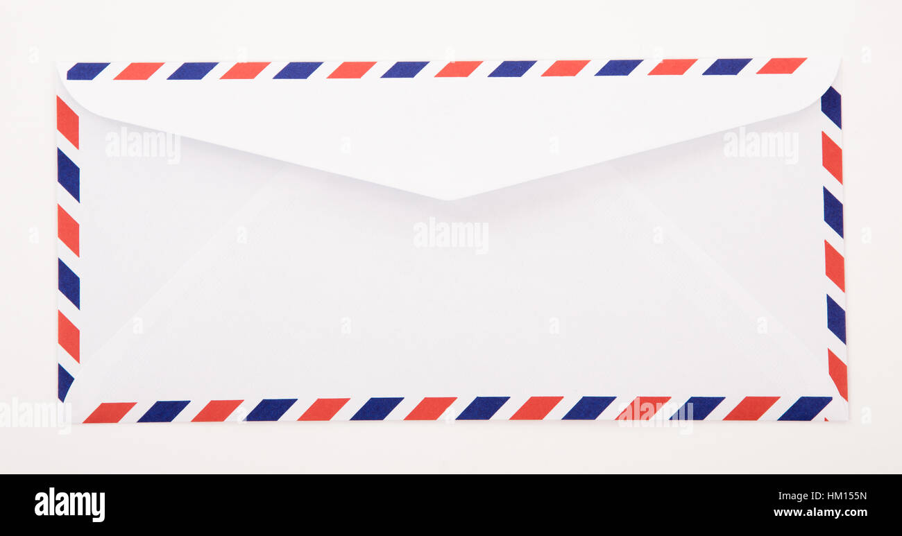 Classic air mail envelope isolated on white background Stock Photo - Alamy