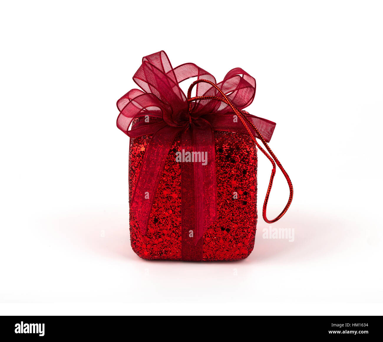 Red gift box with ribbon bow isolated on white background Stock Photo ...
