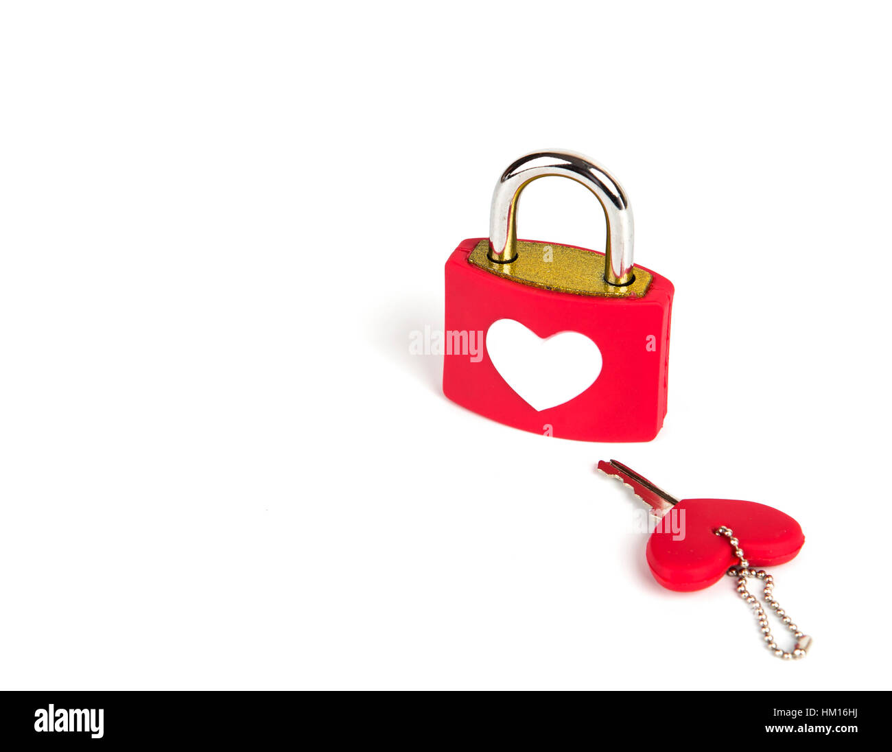 Heart padlock and key on a white background Stock Photo - Alamy