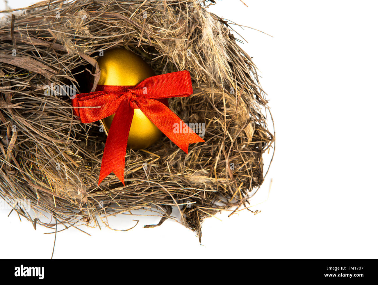 Golden easter eggs in nest isolated on white background Stock Photo - Alamy