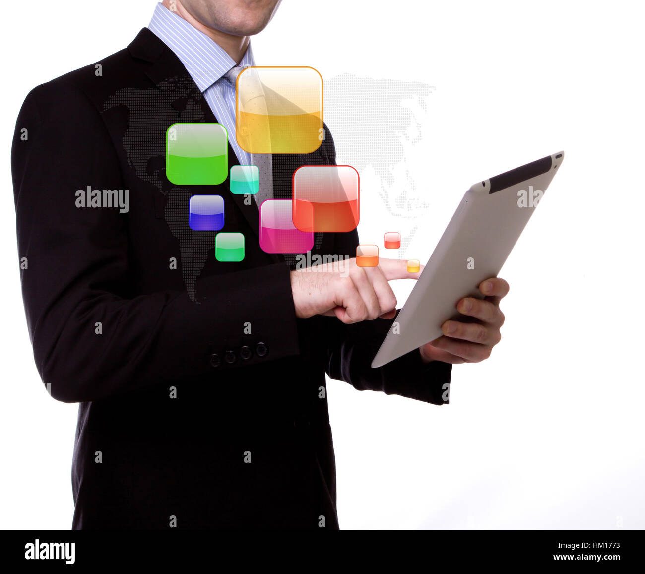 Business man with touch screen device Stock Photo - Alamy