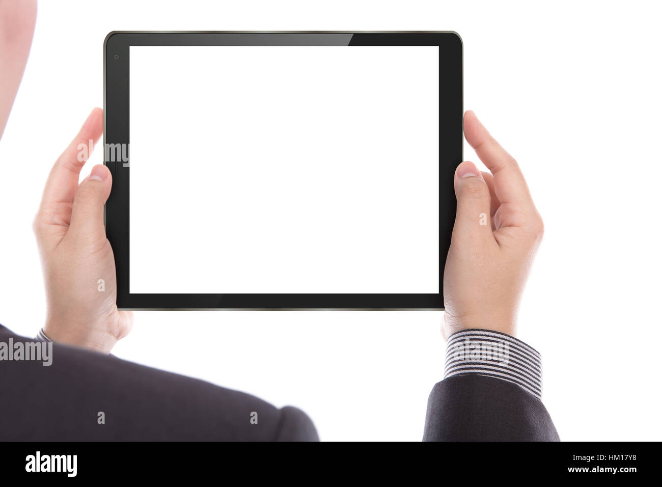 Business man with touch screen device Stock Photo - Alamy