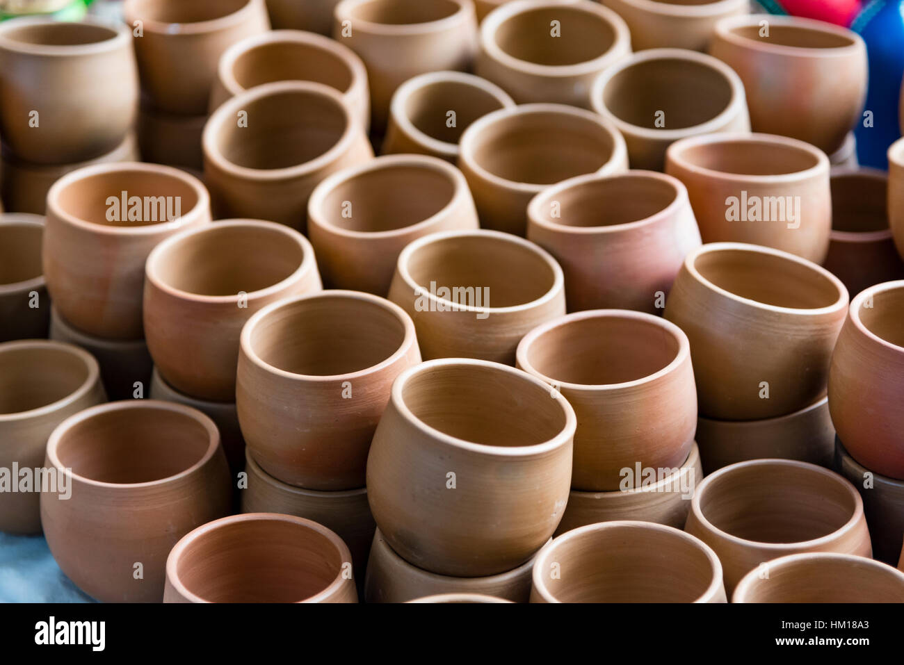 Beautiful hand made clay pots for sale at a shop Stock Photo Alamy