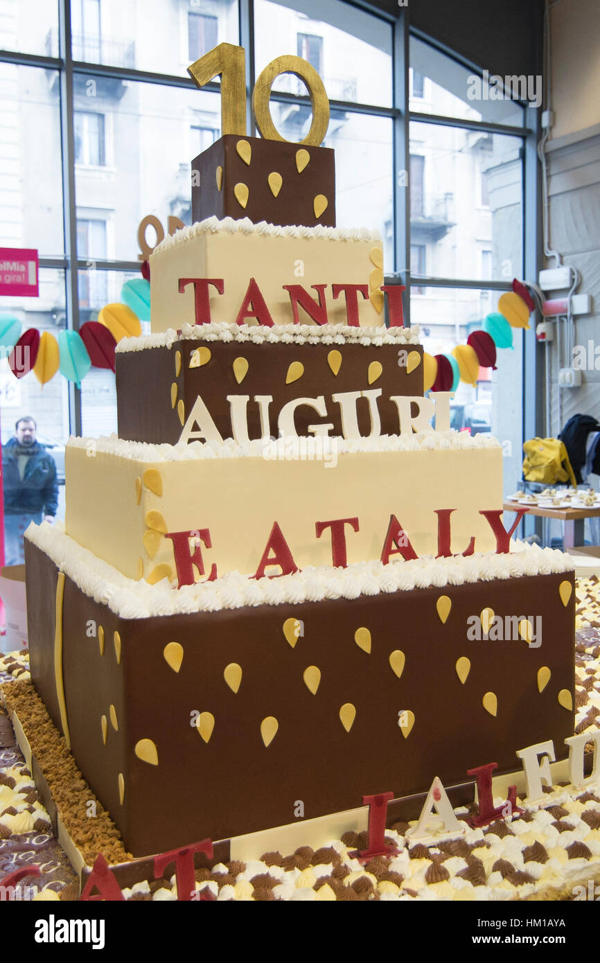 Turin, Piedmont, Italy. 27th Jan, 2017. Eataly is 10 years, birthday party of the prestigious Italian brand of Italian and international cuisine at Eataly headquarters. Credit: Stefano Guidi/ZUMA Wire/Alamy Live News Stock Photo