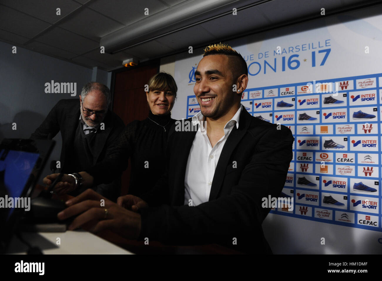 Marseilles, France. 30th Jan, 2017. Demitor Payet, with Jacques Henry ...