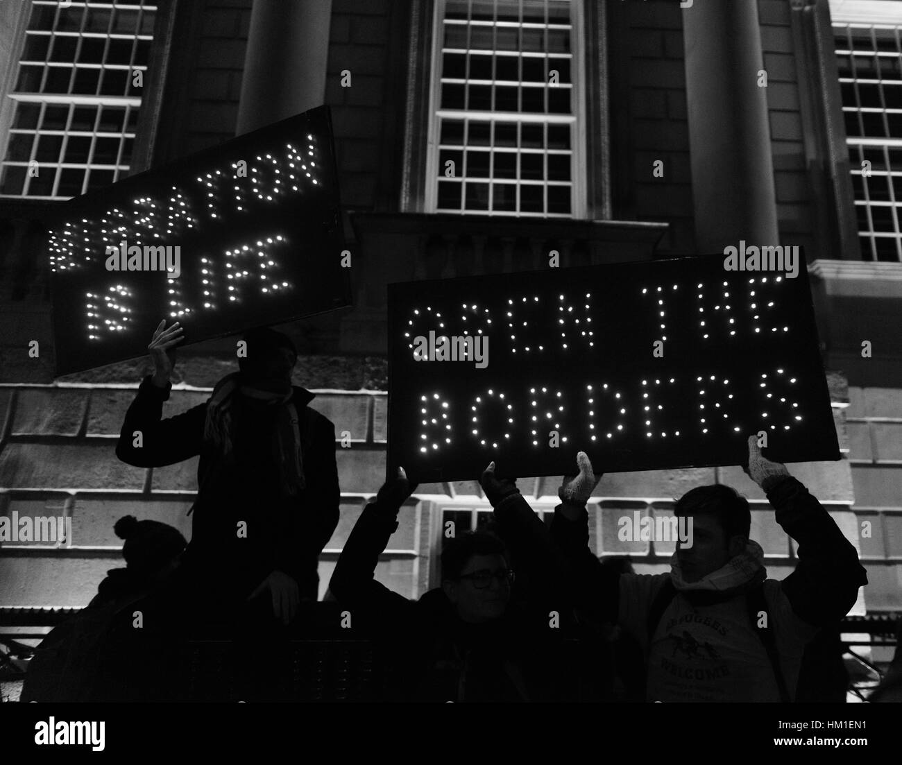 London, Great Britain. 30th Jan, 2017. Anti-Trump demonstration in front of 10 Downing Street in protest against Trump travel ban. London, UK.  Credit: dpa/Alamy Live News Stock Photo
