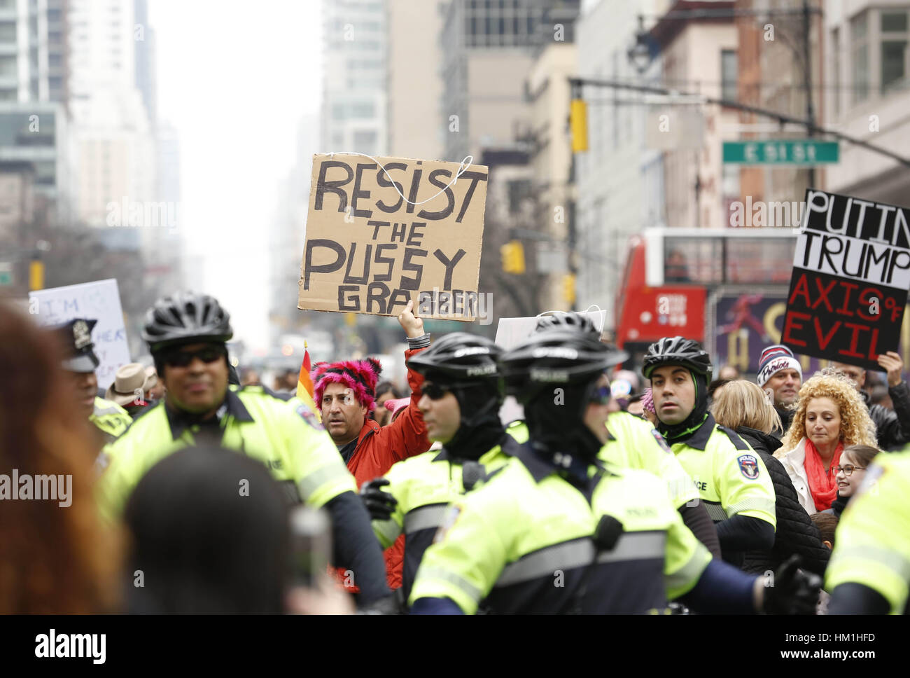 Manhattan, New York, USA. 21st Jan, 2017. Thousands of protesters participate in New York City's Women's March, on 2nd Ave, Manhattan, NY. Credit: Angel Chevrestt/ZUMA Wire/Alamy Live News Stock Photo