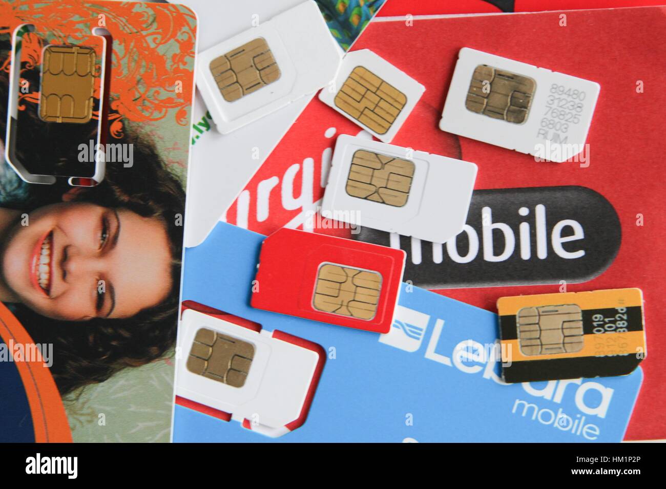 Gdansk, Poland. 01st Feb, 2017. Different types of Polish SIM cards are seen on 1 February 2017 in Gdynia, Poland. February 1st, is the last day that owners of pre-paid SIM cards in Poland have to comply with mandatory registration with their providers, before their service is cut off. The registration is the result of a law passed in 2016 requiring all mobile numbers to be linked with the identity of the owner, officialy to curb terrorism. Credit: Michal Fludra/Alamy Live News Stock Photo