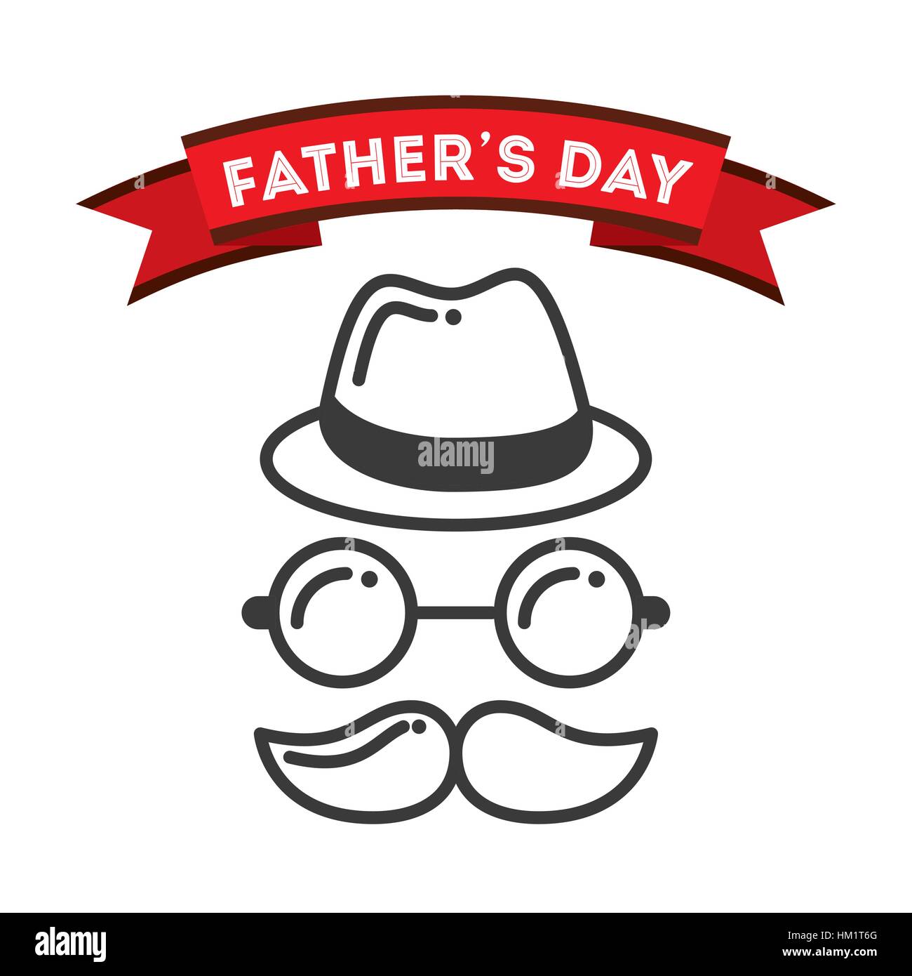 happy father's day card with hat, mustache and glasses icon over