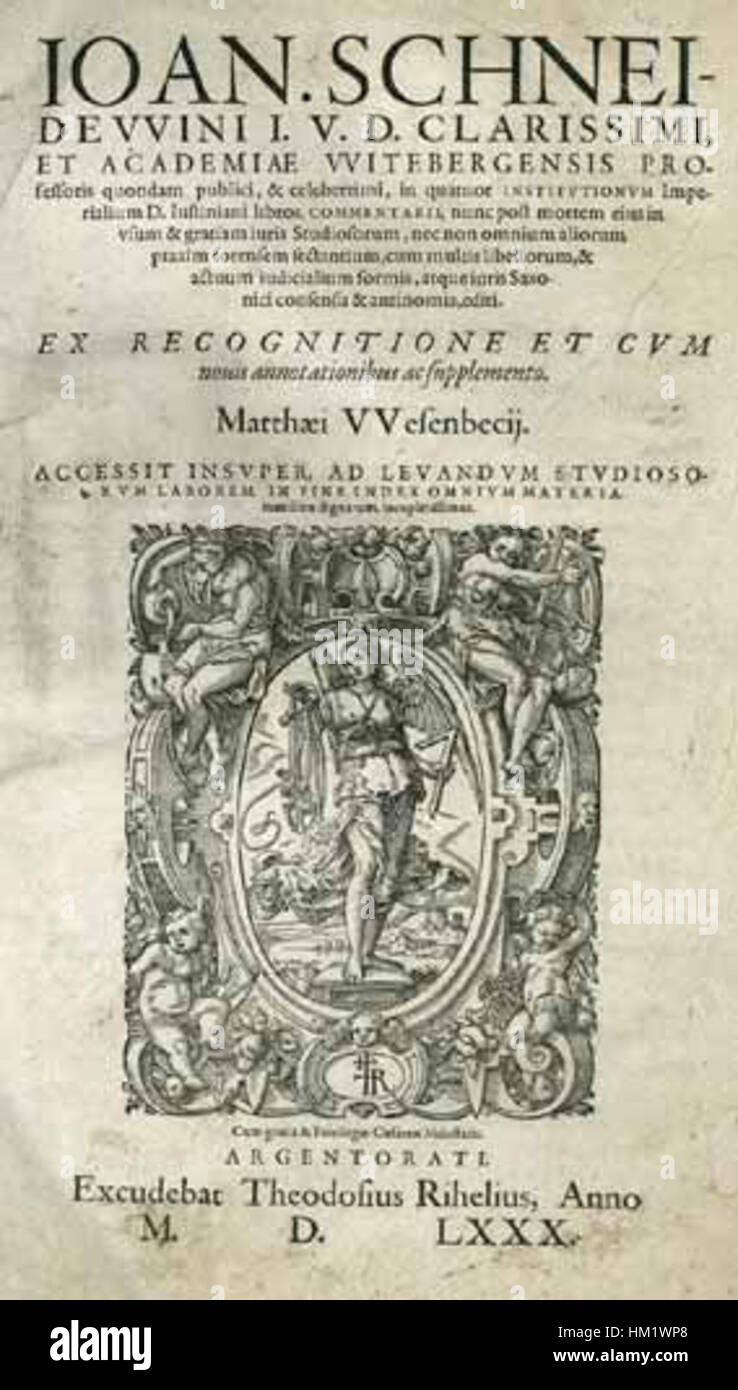 Johann Schneidewin In quatuor institutionum 1580 Stock Photo Alamy
